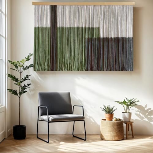 Sdjazl Woven Boho Macrame Wall Hanging Home Decor Tapestry Dip-Dyed Large Modern Fiber Colorful Mountain Landspace For Living room (black) - color: black