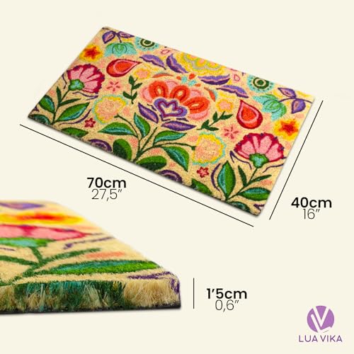 Coir Door Mats Outdoor and Indoor, Dalias, 16 x 27,5 in - color: Dalias