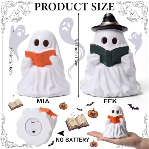 Fumete 2 Pcs Halloween Decorations Indoor - Light Up Reading Ghost Couple - style: Reading Ghosts