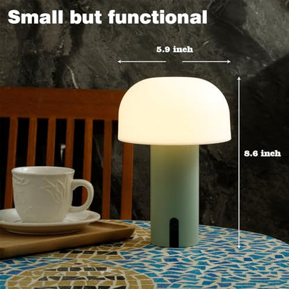 Mushroom Table Lamp, Cordless Rechargeable Touch Light, Waterproof - color: Sage Green