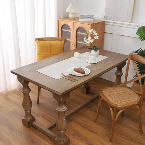 Gernaice Boho Table Runner, Modern plaidCotton Linen Farmhouse Table Runners for Dresser End Coffee Table Home Decor, 36" L X 13" W Brown - size: 13" X 36", style: Brown Plaid