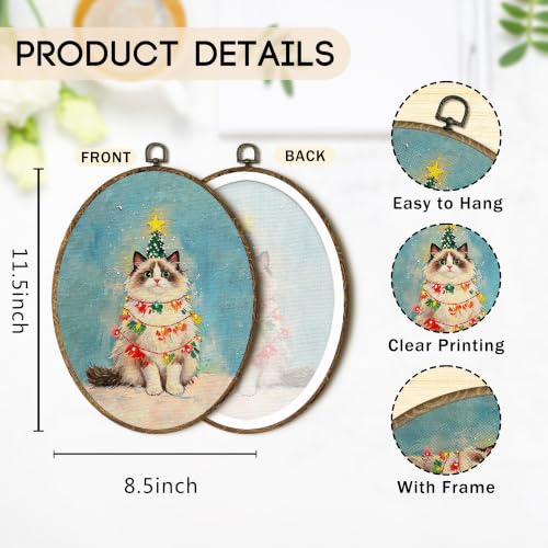 OINDADE Funny Christmas Ragdoll Cat Owner Gifts Oval Wall Art Hanging Decor - color: Christmas Ragdoll Cat