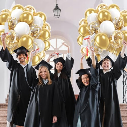 60pcs Gold and White Balloons 12inch with Metallic Gold Confetti Balloons - color: White Gold