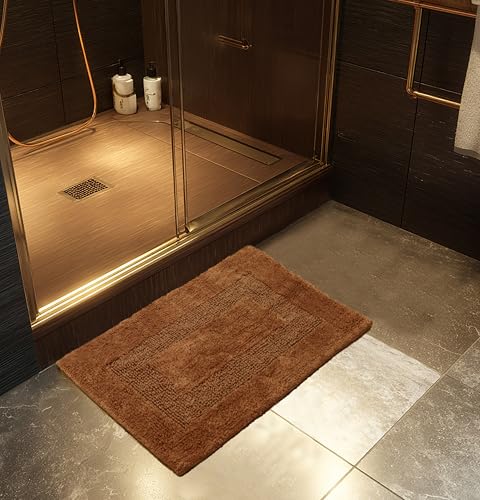 COTTON CRAFT 2 Pack Reversible Bath Mat - Soft Plush Bath Rug -17x24- Mocha - color: Mocha, size: 17x24 Inches