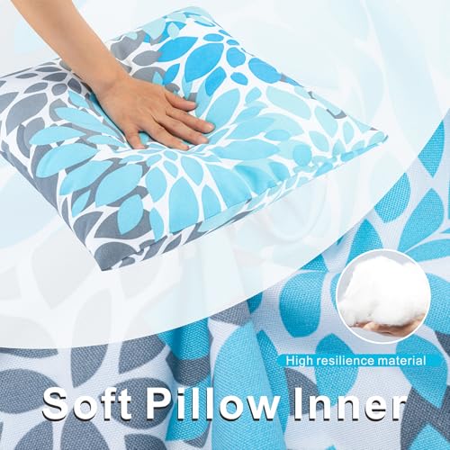 JMGBird Outdoor Throw Pillows Waterproof Outdoor Pillows for Couch - color: Light Blue With White