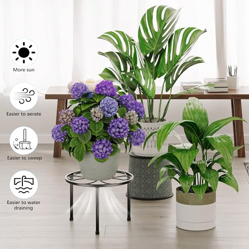 5 Pack Flower Pot Black Tables Plant Stand Indoor Outdoor(BlackFlower) - color: BlackFlower
