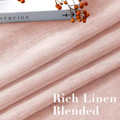 H.VERSAILTEX Baby Pink Linen Sheer Curtains 54" 2 Panels Grommet - color: Baby Pink, size: 52"W x 54"L (Pack of 2)