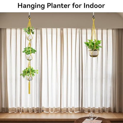 USLAI Macrame Plant Hanger, for Up to 15 Inch Pots, 35+72 Inch, Yellow - color: 72+35 Inch - Yellow