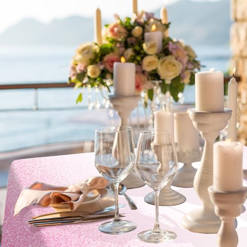 FunnyPars 3 Pack Ombre Pink Plastic Tablecloth for Parties,Gradient Pastel Pink Disposable Tablecloths Rectangle Tables,Light Pink Sprinkle Table Cover Wedding Birthday Anniversary Party,54x108Inch - color: Pink, size: 108" x 54" (3 Pack)