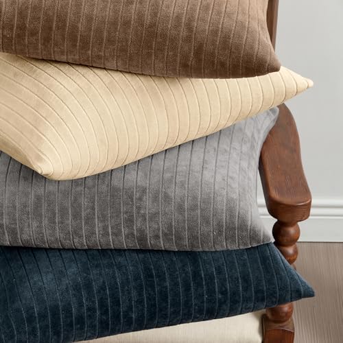 MIULEE Set of 2 Grey Textured Striped Throw Pillow Covers 20x20 Inch - color: Grey, size: 20" x 20" (Pack of 2)
