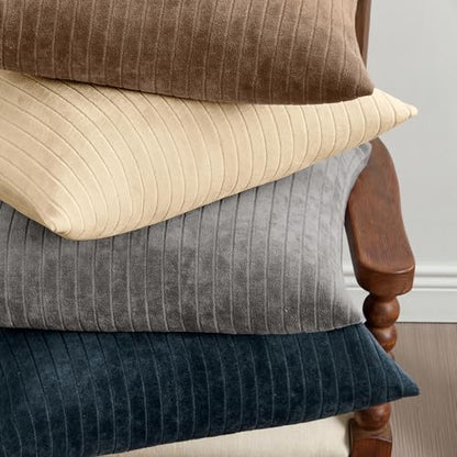 MIULEE Set of 2 Grey Textured Striped Throw Pillow Covers 20x20 Inch - color: Grey, size: 20" x 20" (Pack of 2)