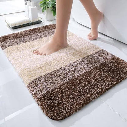 OLANLY Small Bathroom Rugs 24x16, Extra Soft Absorbent Microfiber Bath Rugs - color: Brown, size: 24" X 16"
