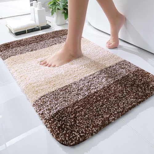 OLANLY Small Bathroom Rugs 24x16, Extra Soft Absorbent Microfiber Bath Rugs - color: Brown, size: 24" X 16"