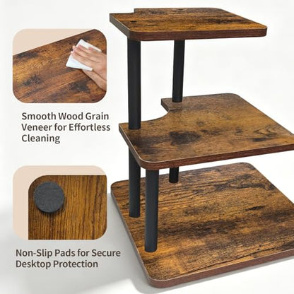 Retail Display Risers, 3 Tier Wooden Cupcake Stand Rustic Tiered Tray Stand