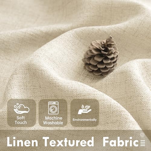 DriftAway Linen Textured Curtain Valances for Windows Light Filtering 3 Inch Rod Pocket Farmhouse Country Rustic Kitchen Valances for Bedroom Living Room Bathroom 18 inch Length Beige - color: Beige, size: 52"W x 18"L (Pack of 1)