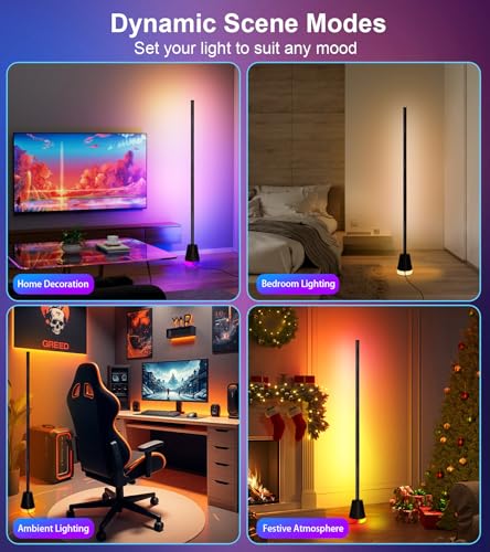 Ericlin 1PCS Smart RGB LED Corner Floor Lamp with App and Remote Control