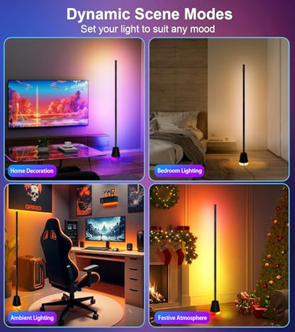 Ericlin 1PCS Smart RGB LED Corner Floor Lamp with App and Remote Control