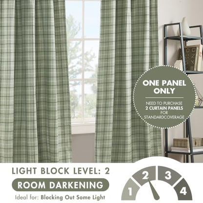Madison Park Plaid Window Curtain Thermal Insulated, 1 Panel, 50x63 Green - color: Rod Pocket & Back Tab, Green, size: 50"W x 63"L (Pack of 1)
