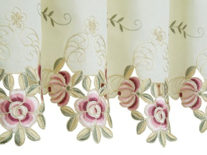 Today's Curtain Verona Reverse Embroidery Tier, 30", Ecru/Rose, 60"W X 30"L - color: Ecru/Rose, size: 60"W x 30"L (Pack of 1)
