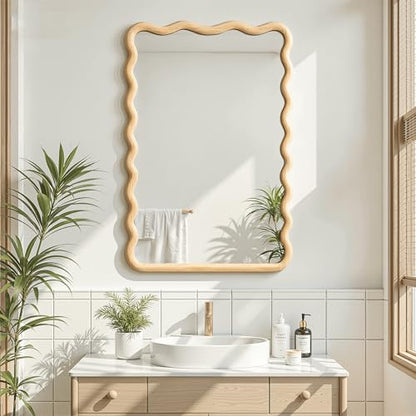 Wavy Mirror for Wall, 30"x20" Bathroom Vanity Mirror - size: 30"L x 20"W