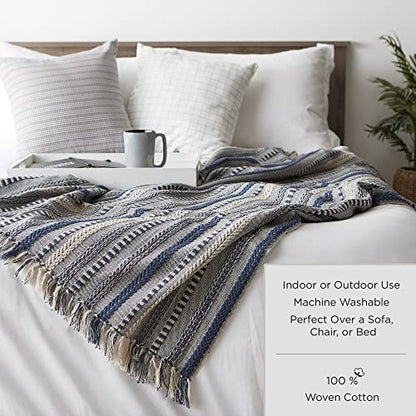DII Transitional Checked Plaid Woven Throw, 50x60, Black - color: Black, size: 50x60"
