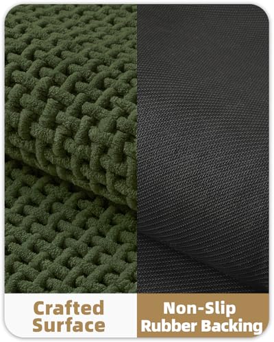 Color&Geometry Green 36x24 Waffle Bath Mat, Rubber Non Slip Bathroom Rug - color: Green, size: 24"x36"