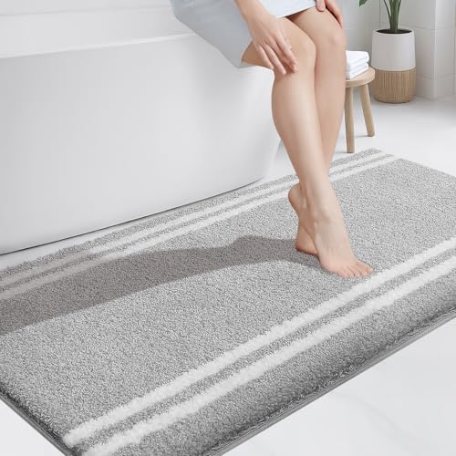 PURRUGS Bathroom Rug, Bath Mat, 30" x 60", Light Grey - color: Light Grey, size: 30" X 60"