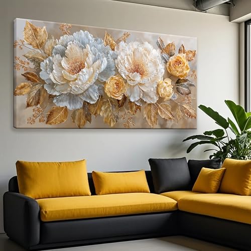 Canvas Art Wall Decor Modern Wall Art Pictures For Living Room Blue And White Floral Wall Art Large Abstract Art Wall Decor Artwork for Walls Canvas Prints Bedroom Office Aesthetic Wall Decor 29" X 58" - color: QLS-03D, size: 58"L x 29"W