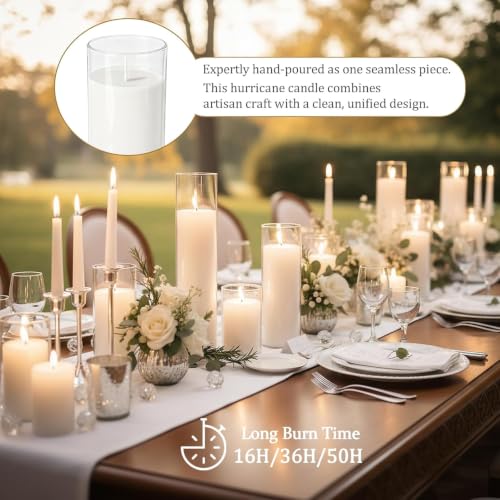 12 PCS Pillar White Candles in Glass,Hurricane Candles,Wedding Cylinder Candle,3 Different Lengths 2 x 3/6/8 Inch (4 Each),Creating an Atmosphere Suitable for Various Outdoor Activities. - size: 12
