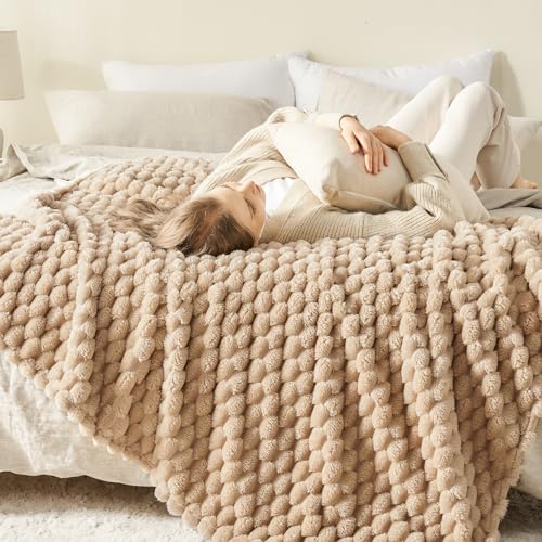 NEWCOSPLAY Fleece Clouds Cozy Throw Blanket for Couch, Brown, 50"x60" - color: Brown, size: Throw(50"x60")