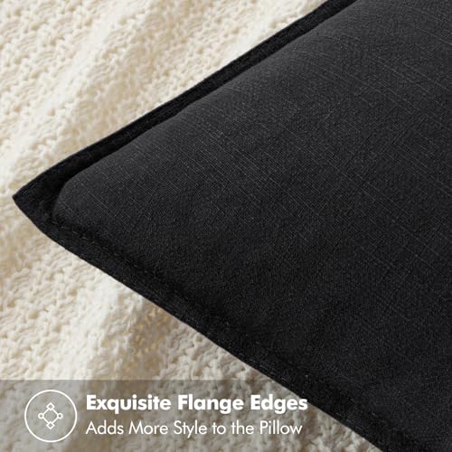 MIULEE Decorative Linen Pillow Covers 18x18 Inch Black - color: Black, size: 18" x 18" (Pack of 2)