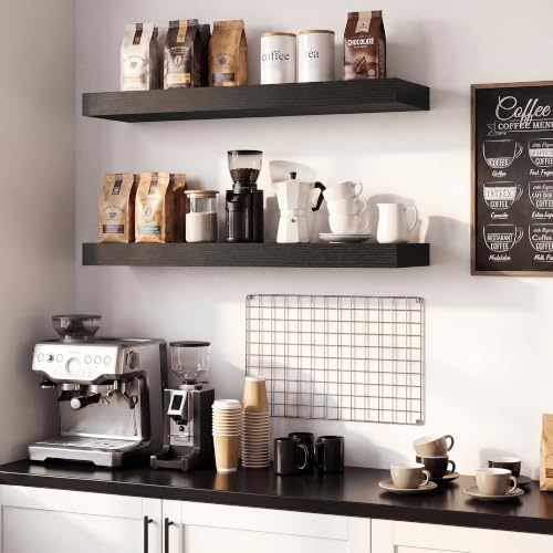 Vivelove Deep Floating Shelves Black, 30 x 8 Inch, Set of 2 - color: Black, size: 30"Wx8"Dx1.4"H