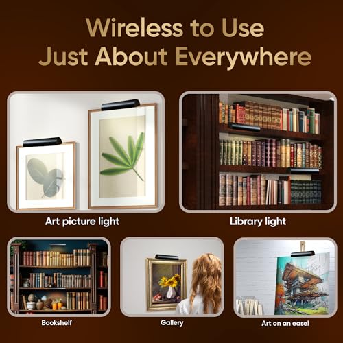 Concepdesigns Picture Light, Battery Operated Picture Light, Dimmable Wireless Picture Lights for Wall, Art Light, Library Light Battery Operated with Remote Control - 18 inches, Matte Black - color: Matte Black, size: 18 inch