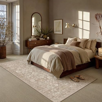 HUGEAR 5x7 Beige Neutral Area Rugs Washable Rug Carpet - color: Beige, size: 5' x 7' (Rectangular)