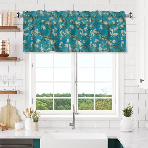 Blossom Floral Curtain Valance 54x18 Inches Window Treatment Rod Pocket Valance for Kitchen Bathroom Bedroom - color: Blossom Floral