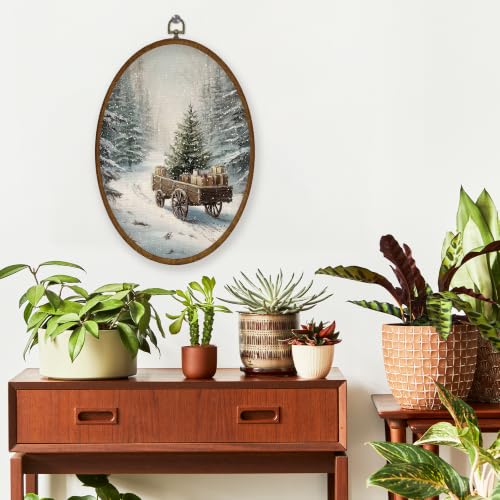 WULQYING Forest Wagon Christmas Tree Oval Wall Art Decor Home 8.6x11.4 - color: Color09