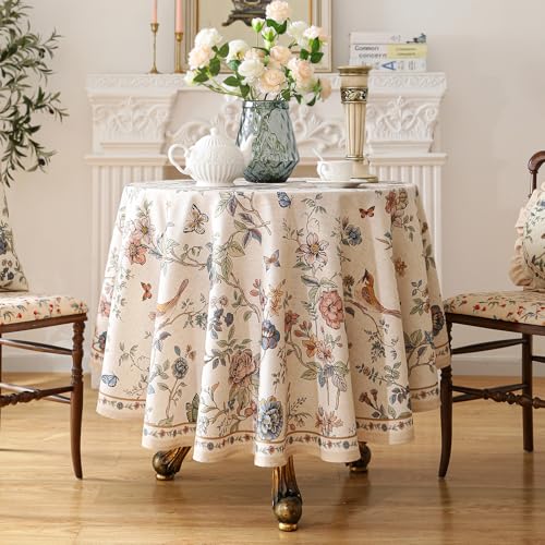 ISAENNE Designer French Linen Round Tablecloth,Diameter 67"-Cornucopia - color: Cornucopia, size: 67" (Round)