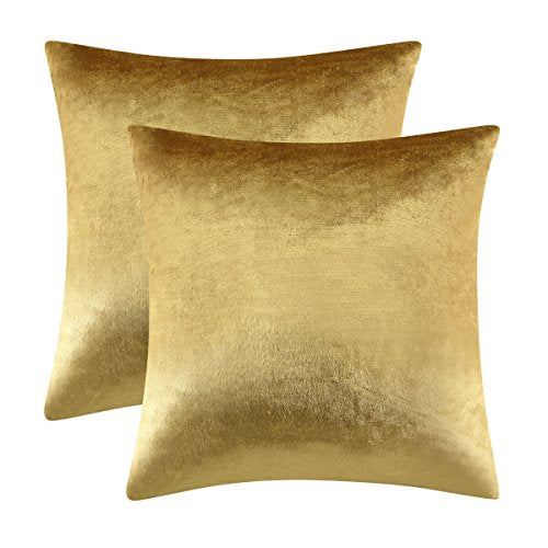 GIGIZAZA Gold Velvet Pillow Covers 20x20 Decorative Pillows Pack of 2 - color: Gold, size: 20" x 20" (Pack of 2)