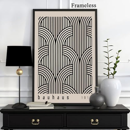 Mid Century Modern Bauhaus Wall Art Black and White Geometric Poster Print Bauhaus Abstract Geometric Wall Art Minimalist Painting Bauhaus Exhibition Poster 16x24in No Frame - color: Black Bauhaus