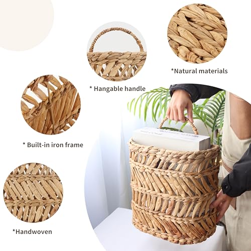 SHCMSADO Wicker Hanging Basket Handmade Woven Hanging Storage Basket Natural Wicker Decorative Baskets for House Garden Wedding Wall Decorations,12*5*12