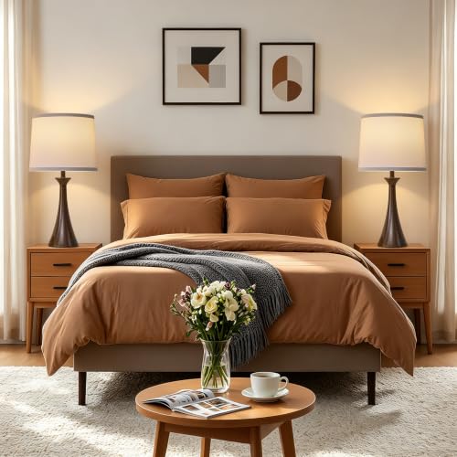 Touch Table Lamps Set of 2, 21" Bedside Lamps with USB C+A, Brown - color: Brown 2pcs