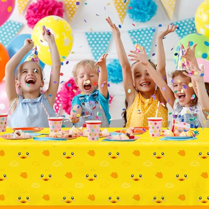 3pcs Yellow Duckie Table Cover, Waterproof & Easy to Clean, 70.8x42.5 inches, Duck-themed Tablecloth for Parties, Baby Showers, Gender Reveals - color: Duck