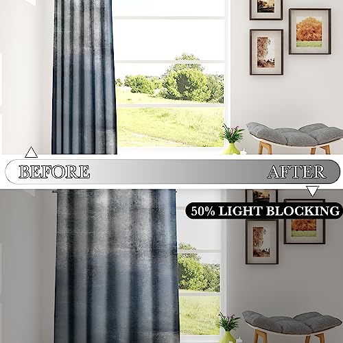 Dusty Blue Abstract Curtains for Living Room Bedroom, 52W x 63L, 2 Panels - color: Blue Grey, size: 52"W x 63"L (Pack of 2)