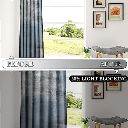 Dusty Blue Abstract Curtains for Living Room Bedroom, 42W x 63L, 2 Panels - color: Blue Grey, size: 42"W x 63"L (Pack of 2)