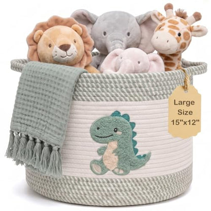 Baby Laundry Basket for Nursery, Large 15”x12” Dinosaurs Storage Baskets - color: Dinosaurs
