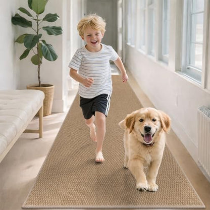 HEBE Washable Runner Rug 2'x6', Non Slip Low-Pile Hallway Rugs Runner - color: Tan, size: 2' x 6' (Rectangular)
