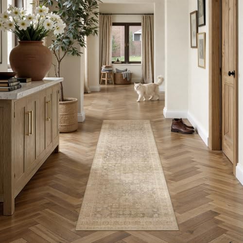 HUGEAR Beige Runner Rugs 2x6 Hallway Washable Rug Carpet - color: Retro Beige, size: 2' x 6' (Runner)