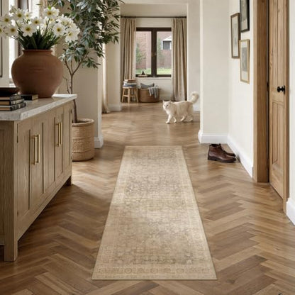 HUGEAR Beige Runner Rugs 2x6 Hallway Washable Rug Carpet - color: Retro Beige, size: 2' x 6' (Runner)