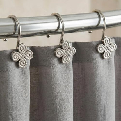 Brushed Nickel Shower Curtain Hooks: Rust Proof Metal Curtain Rings, 12Pcs - color: Brushed Nickel