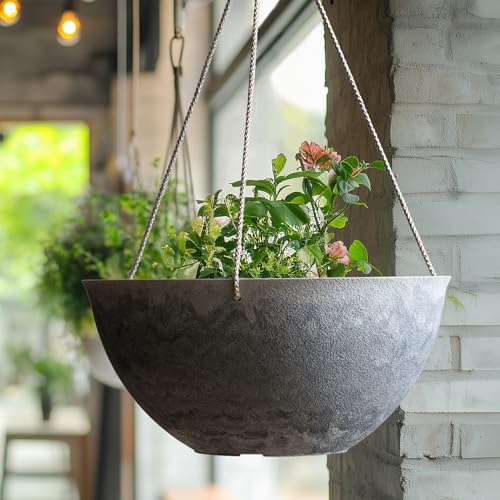 LA JOLIE MUSE Hanging Planter Baskets for Outdoor Plants, Set of 2, 13 Inch - color: Marble Pattern